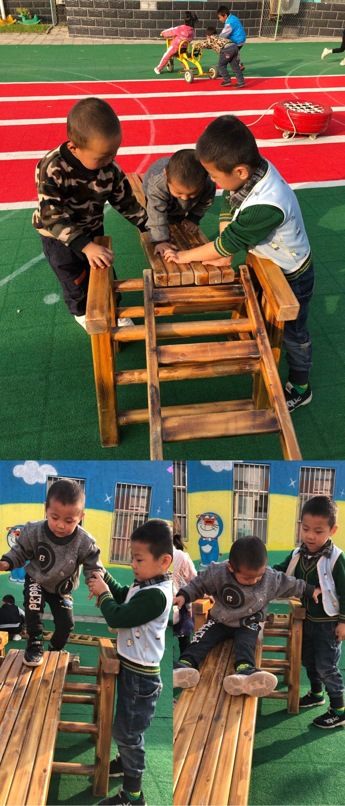 玩安吉梯子的图画_安吉游戏梯子组合玩法