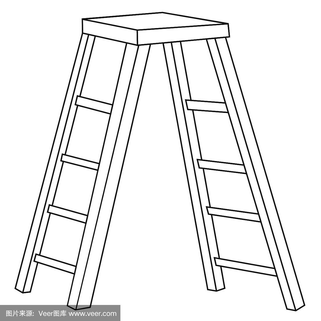 梯子简笔画涂色_梯子简笔画图片可爱