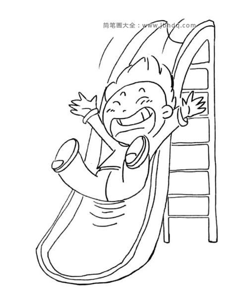 小朋友爬梯子简笔画图片_小朋友爬梯子简笔画图片可爱